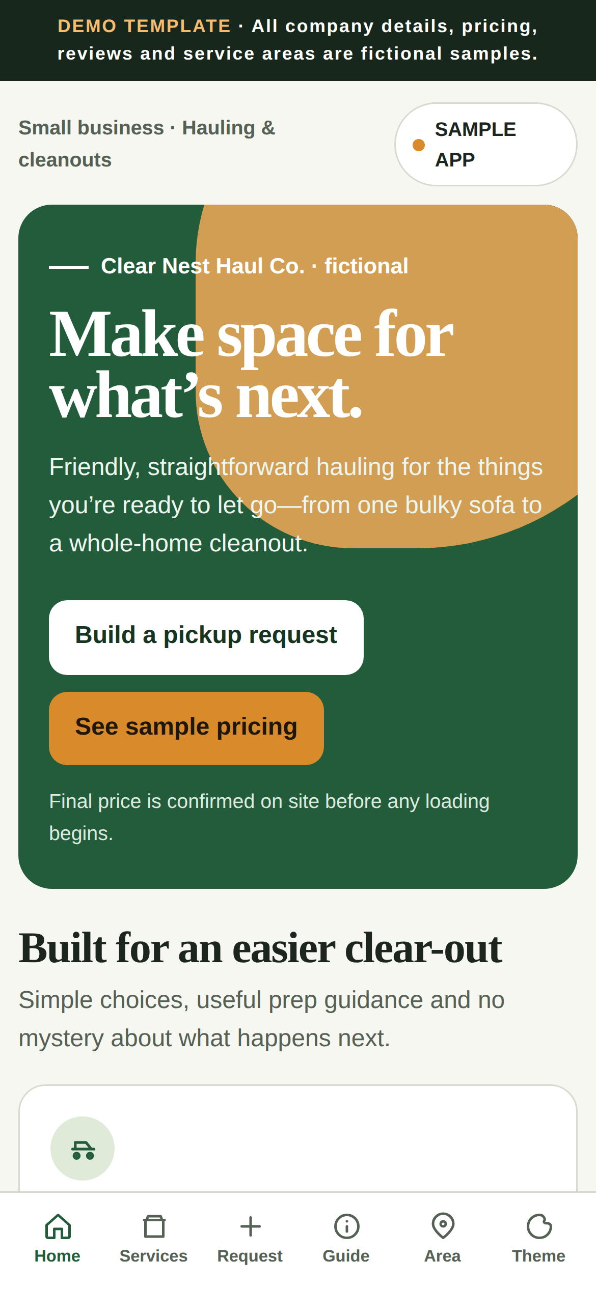 Junk removal and cleanout company app preview