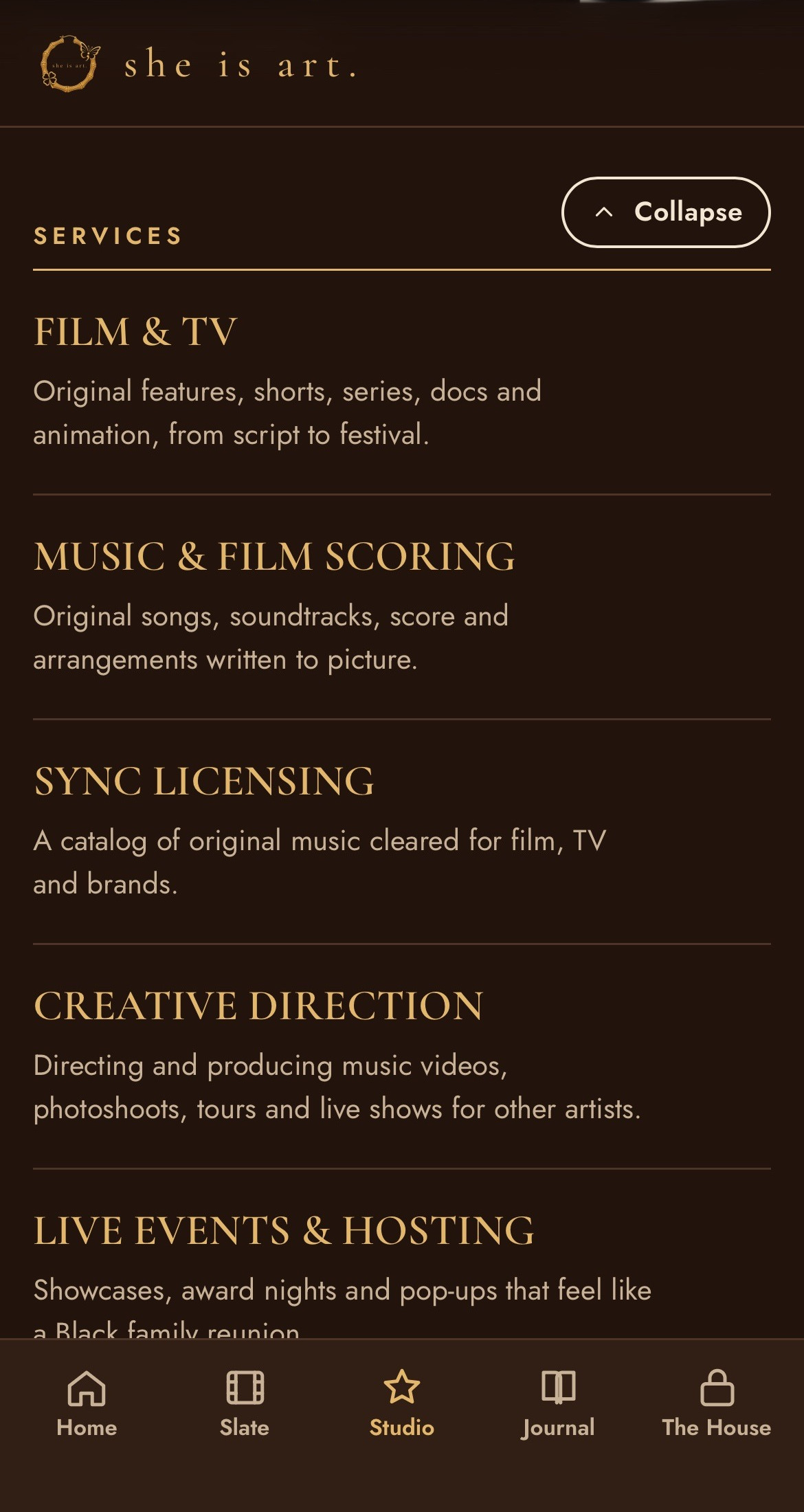 She Is Art Productions services list